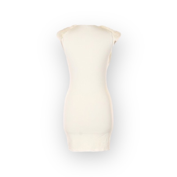 Sky 𖤐 Tino Fluffy Rabbit Fur Trim Sexy Bodycon Mini Dress 𖤐 White 𖤐 Medium 𖤐 - Picture 4 of 13